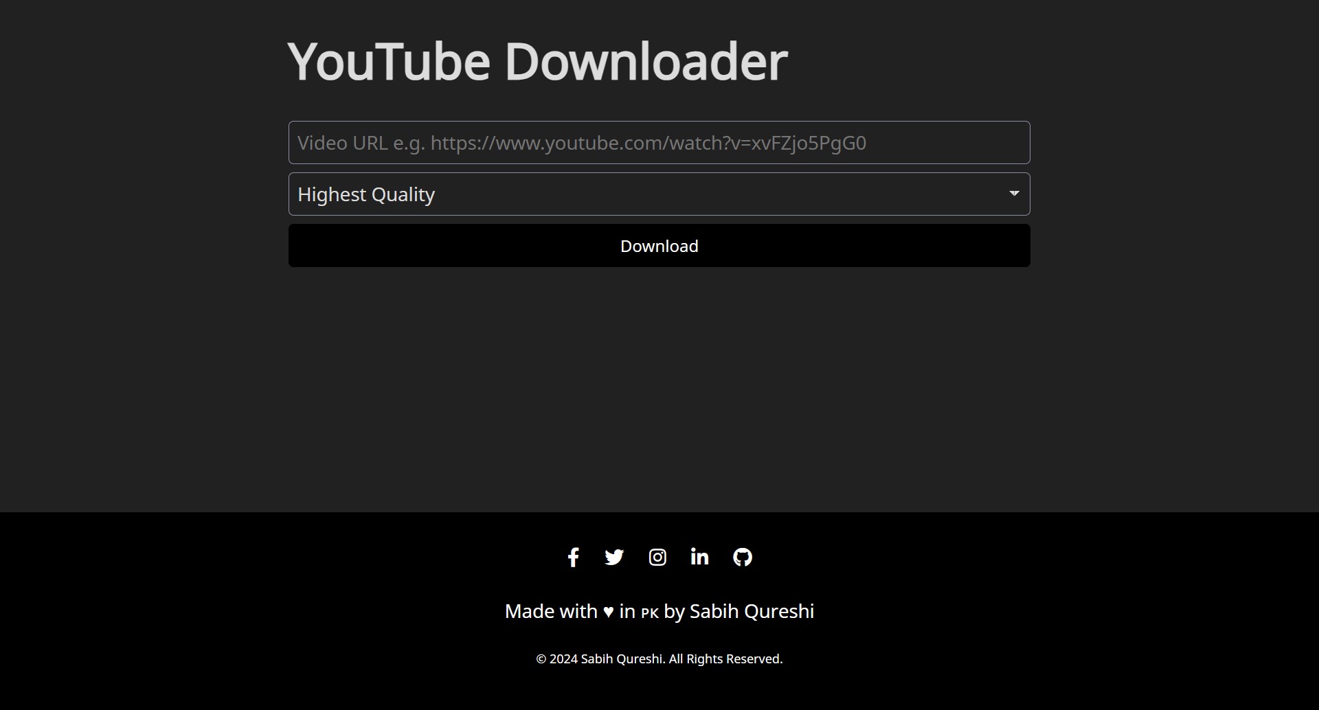 YouTube Downloader Interface